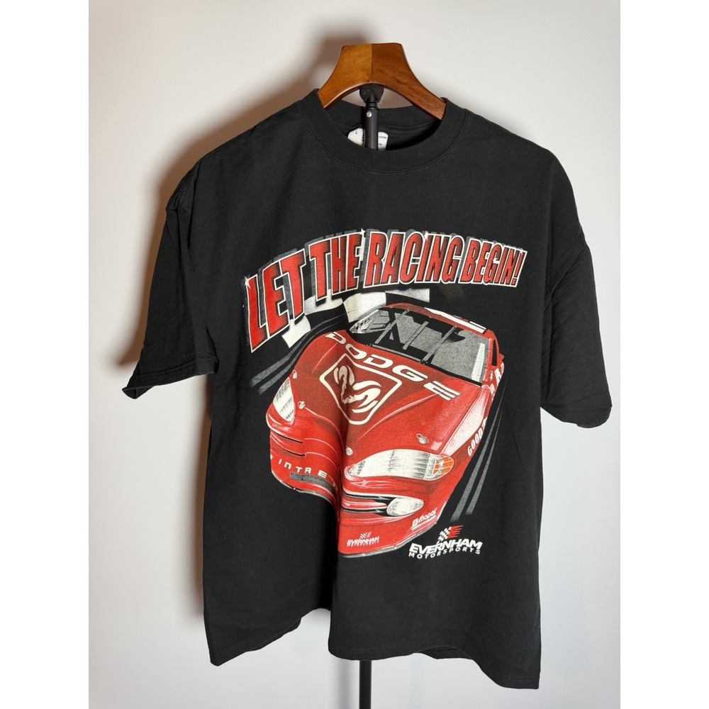 Vintage Let The Race Begin Dodge T-Shirt Size Large 2001 NASCAR